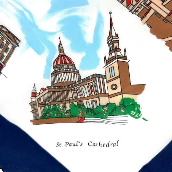 Vintage London England Landmark Scarf Made In Italy Tower Trafalger Buckingham - Picture 5 of 16